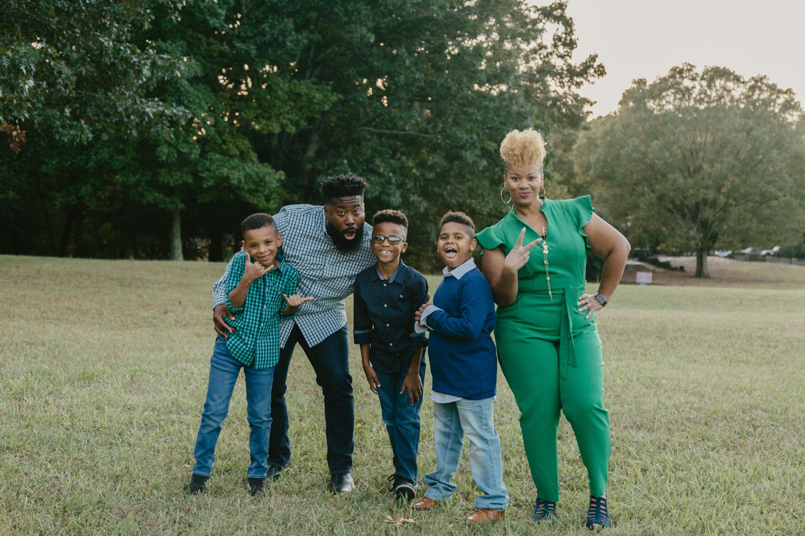 Brandon and Everlean Rutherford and their biological son and foster sons