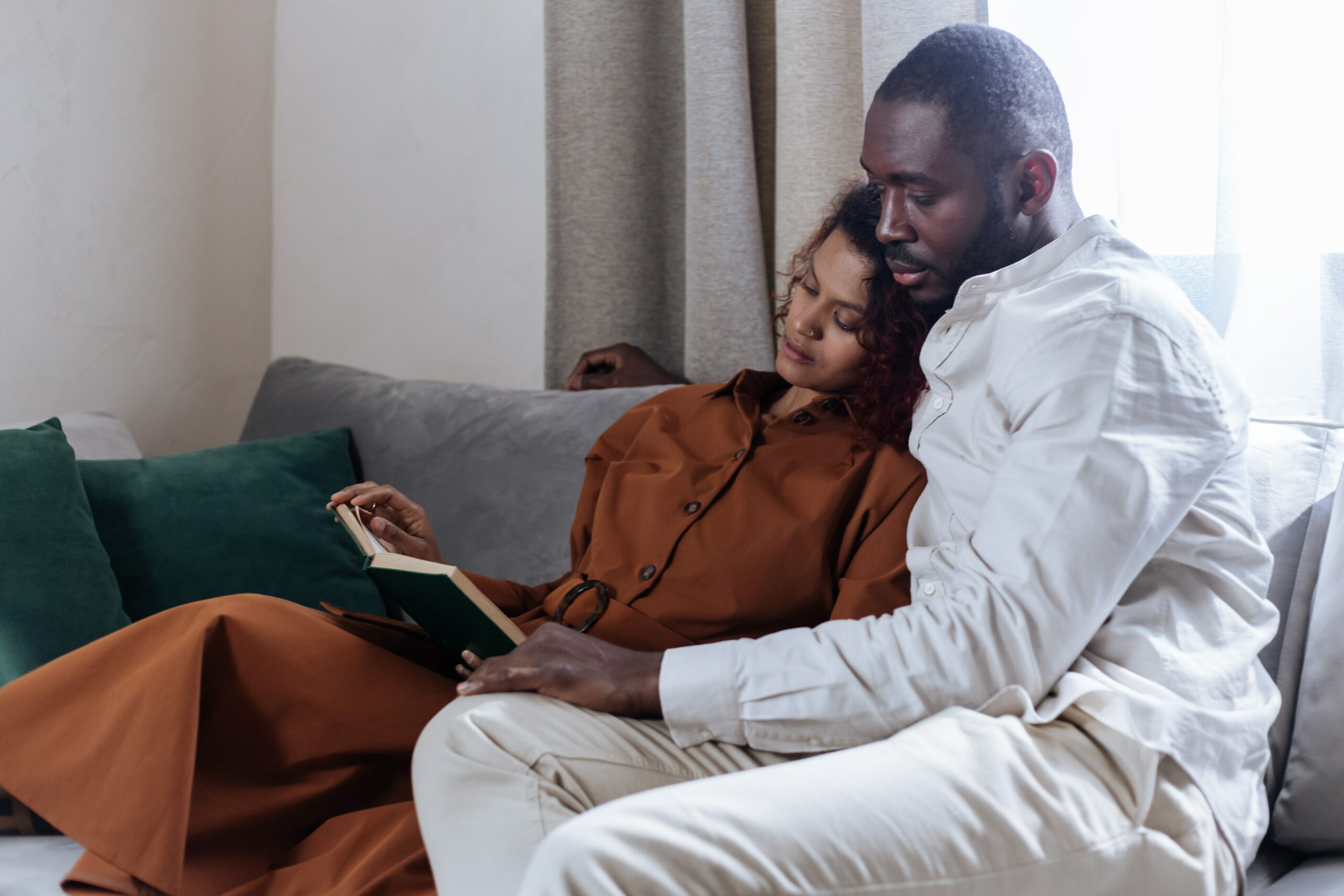 Couple reading a book