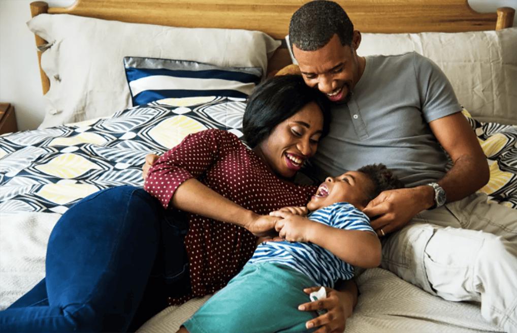 family in bed