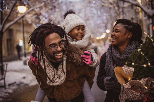 family happy and smiling during Christmas