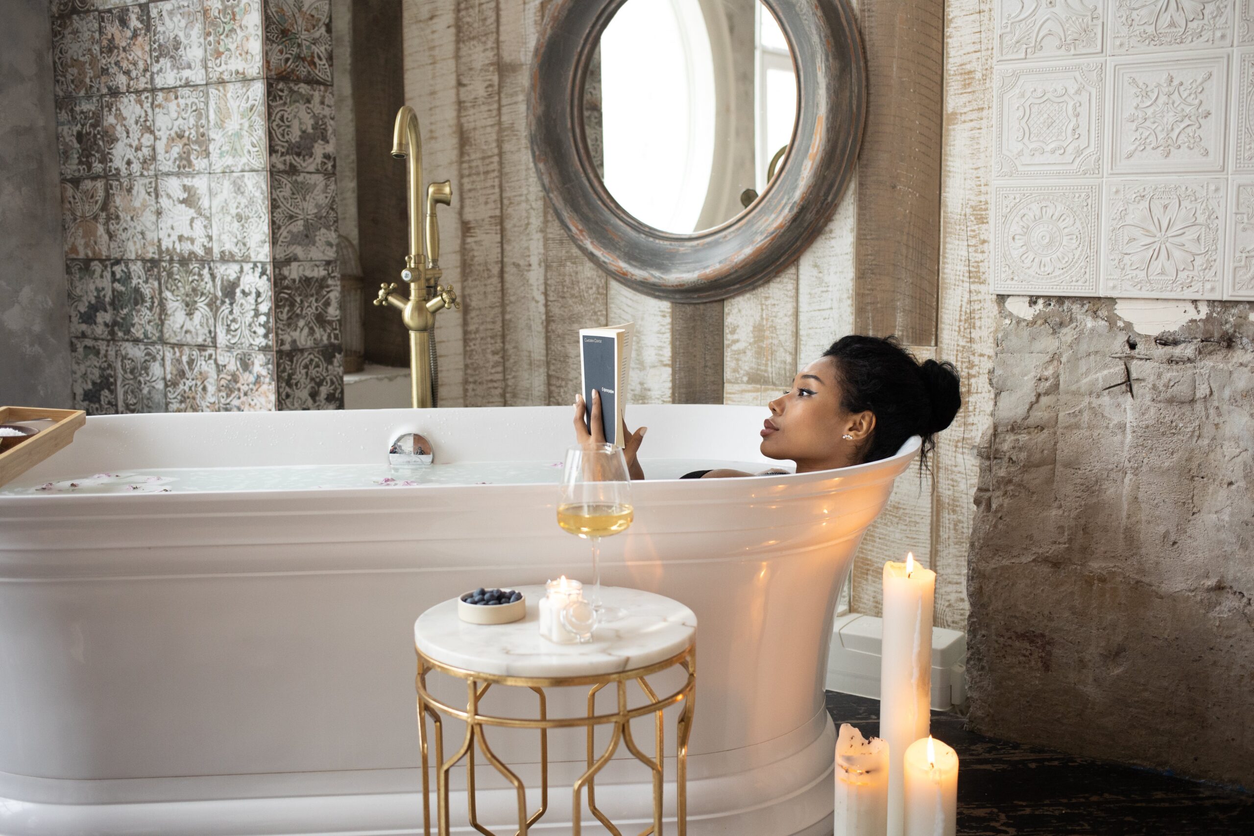 woman in bath tub